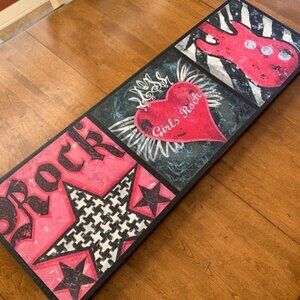 OOPSY Daisy Girls Rock Wall Art. 39”x13” canvas.